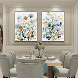 Wall art - Colourful Floras Watercolour style 2 sets- Canvas Prints- Poster Prints