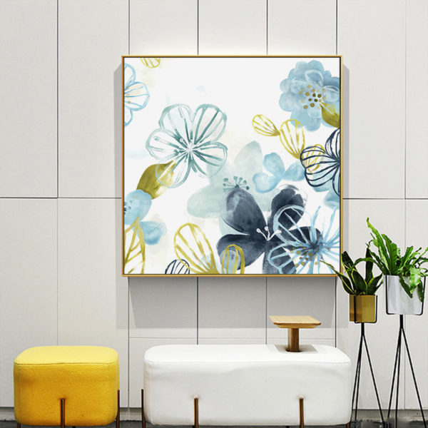 Wall Art - Light Blue Flowers American Style (2 sets)- Canvas Prints-Poster Prints - Image 2