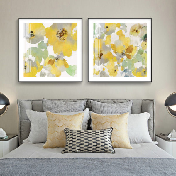 Wall Art - Yellow Flowers American Style (2 sets)- Canvas Prints-Poster Prints - Image 3