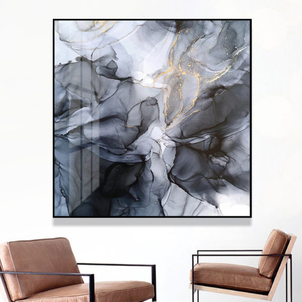 Wall Art - Marbled Black Grey - Canvas Prints-Poster Prints - Image 2