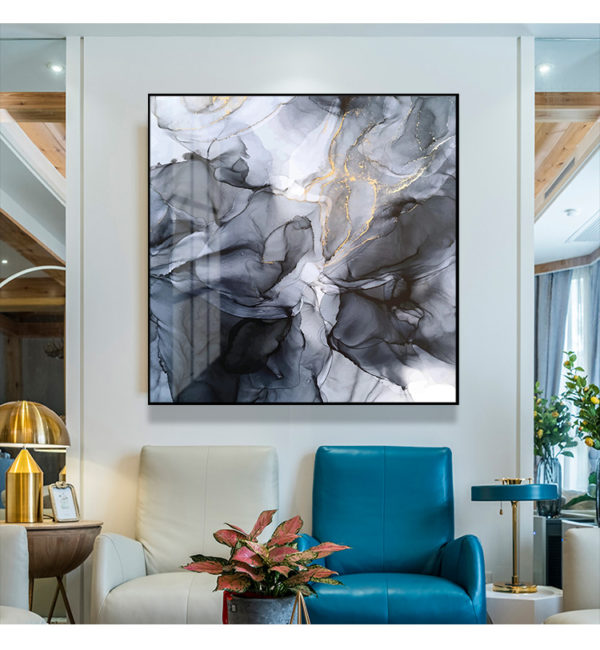 Wall Art - Marbled Black Grey - Canvas Prints-Poster Prints - Image 4