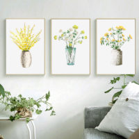 Wall Art -Yellow Flowers In Vases 3 sets - Poster Prints -Canvas Prints