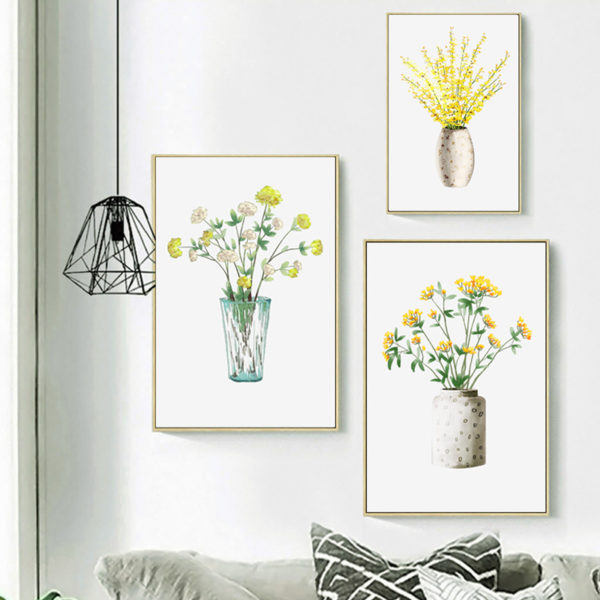 Wall Art -Yellow Flowers In Vases 3 sets - Poster Prints -Canvas Prints - Image 4