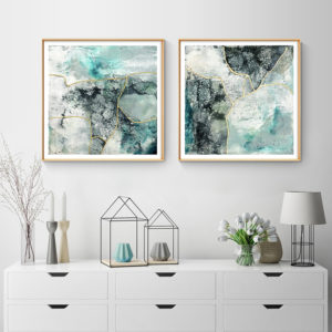 Wall Art - Marbled Green (2 sets)- Canvas Prints-Poster Prints