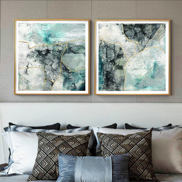 Wall Art - Marbled Green (2 sets)- Canvas Prints-Poster Prints - Image 2