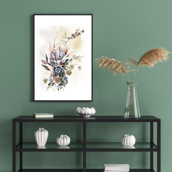 Wall art - Berries And Protea Watercolor Style B- Canvas Prints - Poster Prints - Image 3