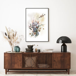 Wall art - Berries And Protea Watercolor Style B- Canvas Prints - Poster Prints