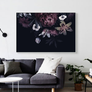 Wall Art - Floral In Black Background - Canvas Prints - Poster Prints