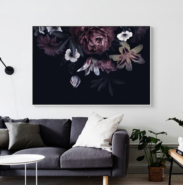 Wall Art - Floral In Black Background - Canvas Prints - Poster Prints