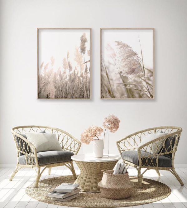 Wall art - Pampas Grass 2 sets- Canvas Prints- Poster Prints