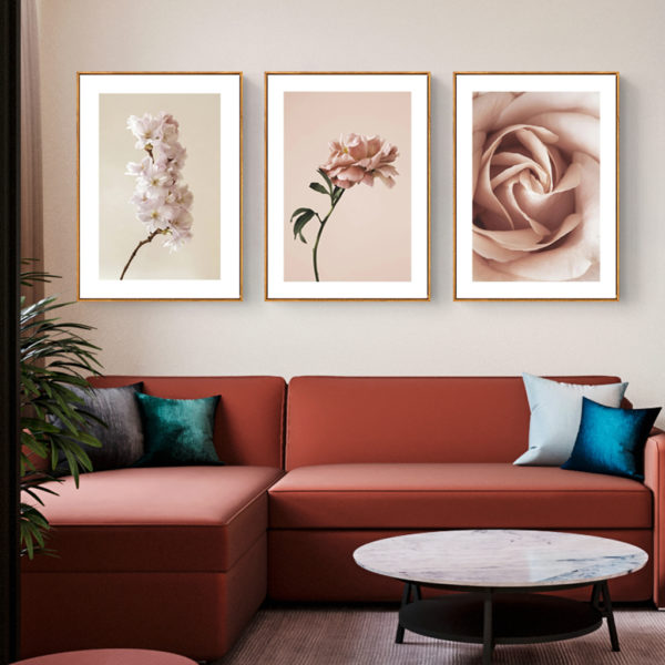 Wall Art - Blooming Pink 3 sets - Poster Prints -Canvas Prints