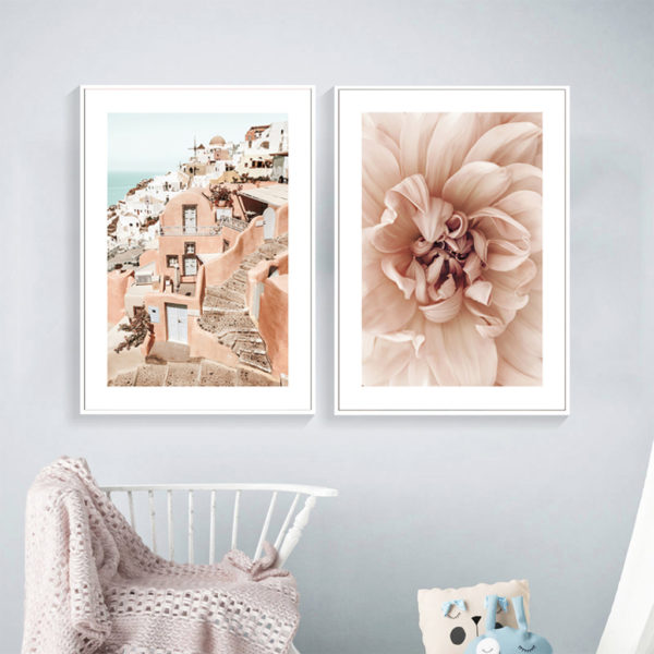 Wall art - Peach Dahlia 2 sets- Canvas Prints- Poster Prints