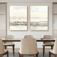 Wall art - Abstract Beige And Grey (2 sets) - Canvas Prints- Poster Prints - Image 2