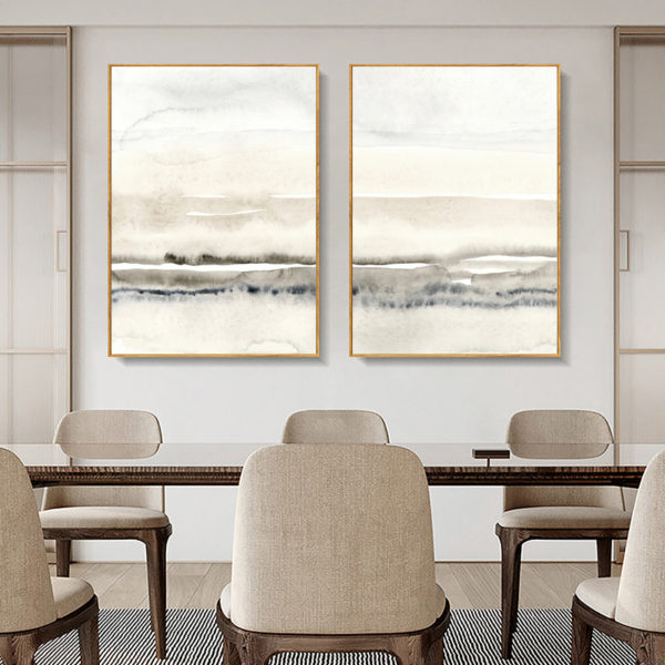 Wall art - Abstract Beige And Grey (2 sets) - Canvas Prints- Poster Prints - Image 2