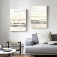 Wall art - Abstract Beige And Grey (2 sets) - Canvas Prints- Poster Prints
