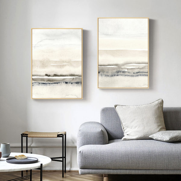 Wall art - Abstract Beige And Grey (2 sets) - Canvas Prints- Poster Prints