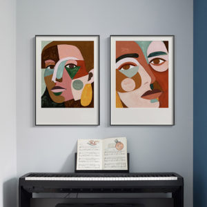 Wall art - Geo Face 2 sets- Canvas Prints- Poster Prints