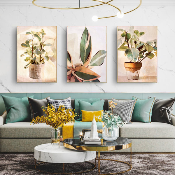 Wall Art - Botanical Leaves Watercolor Style 3 sets - Poster Prints -Canvas Prints