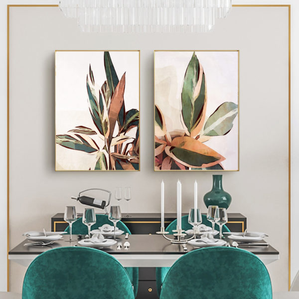 Wall art - Botanical Leaves 2 sets- Canvas Prints- Poster Prints