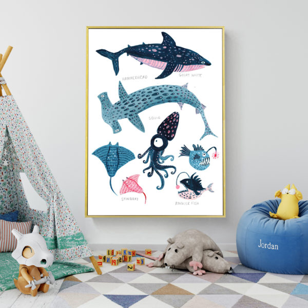 Wall art - Whales Chart 2 sets- Canvas Prints- Poster Prints - Image 2
