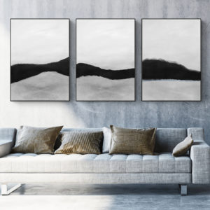 Wall Art -Abstract Black White Mountain ( 3 sets )- Poster Prints -Canvas Prints