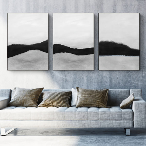 Wall art - Abstract Black White Mountain ( 2 sets )- Canvas Prints- Poster Prints - Image 2