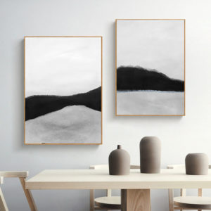Wall art - Abstract Black White Mountain ( 2 sets )- Canvas Prints- Poster Prints