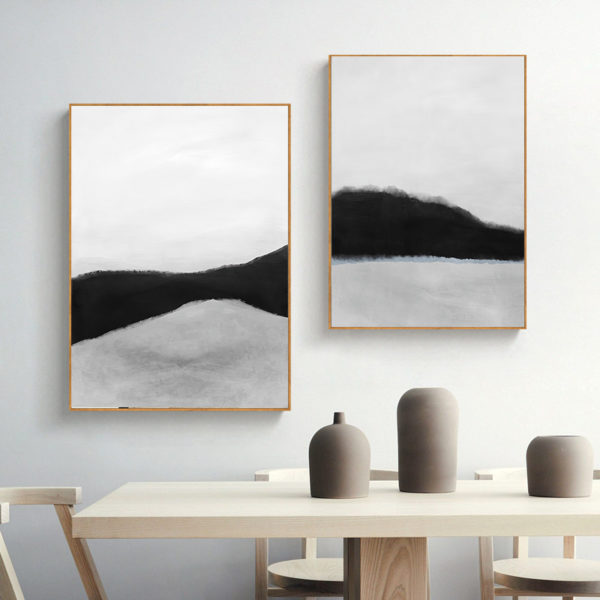 Wall art - Abstract Black White Mountain ( 2 sets )- Canvas Prints- Poster Prints