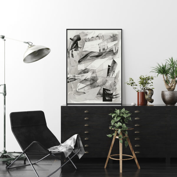 Wall art - Abstract Black and White 2 sets- Canvas Prints- Poster Prints - Image 2