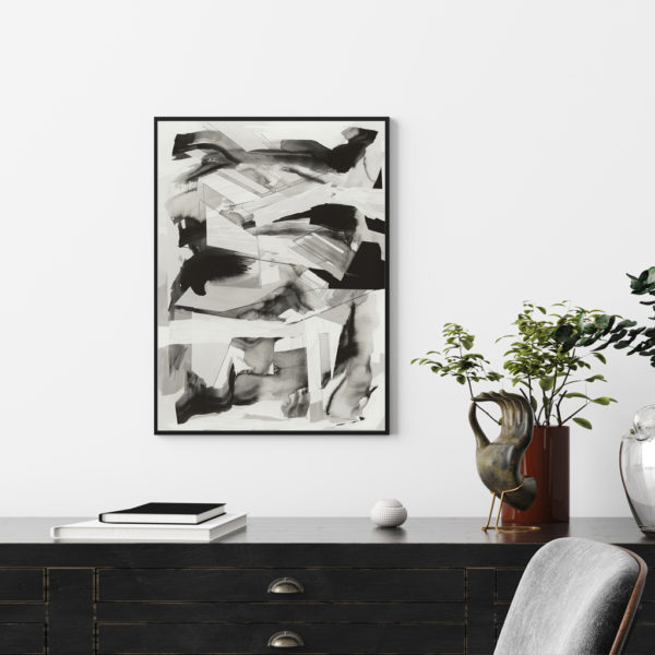 Wall art - Abstract Black and White 2 sets- Canvas Prints- Poster Prints - Image 3