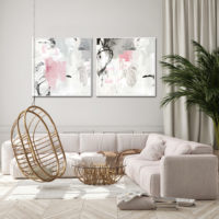 Wall Art Prints - Abstract Pink Grey (2 sets)- Canvas Prints-Poster Prints - Image 3