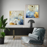 Wall Art - Abstract Blue Gold II - Canvas Prints-Poster Prints - Image 4