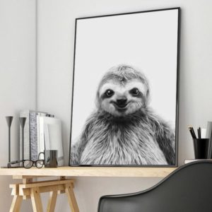 Wall Art - Sloth Black White - Canvas Prints-Poster Prints