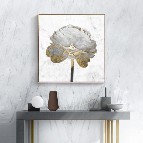 Wall Art - Gold And White Blossom On White (2 sets)- Canvas Prints-Poster Prints - Image 2