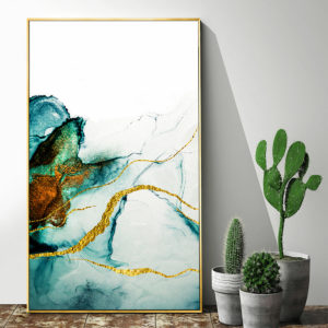 Wall Art – Abstract Green Gold - Canvas Prints - Poster Prints