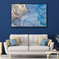 Wall art - Light Blue Marble With Gold Splash - Canvas Prints - Poster Prints - Image 3