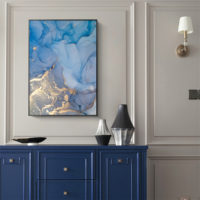 Wall art - Light Blue Marble With Gold Splash - Canvas Prints - Poster Prints