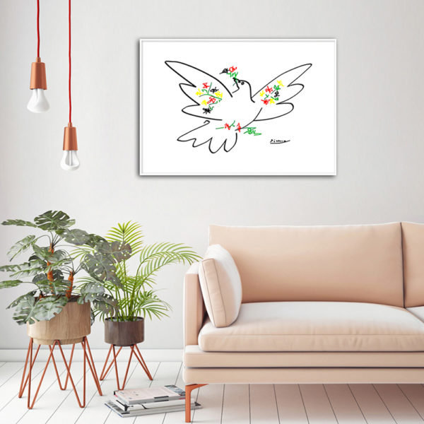 Wall Art - Dove of Peace and Flowers By Picasso  - Canvas Prints-Poster Prints - Image 3