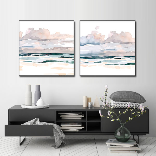 Wall Art Prints - Abstract Pink Sky 2 sets - Canvas Prints-Poster Prints - Image 2