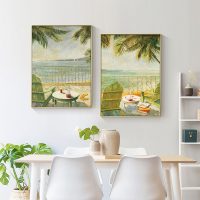 Wall art - European Beach Painting Style 2 sets- Canvas Prints- Poster Prints