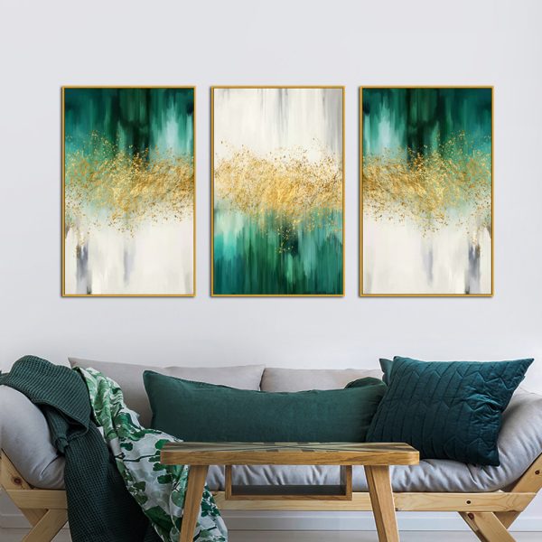 Wall Art - Green Gold Dancing (3 Sets) - Poster Prints -Canvas Prints