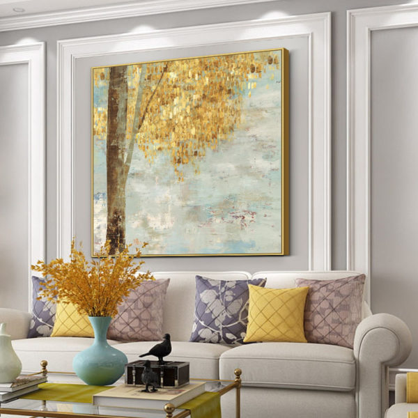Wall Art - Golden Leaves 2 sets - Canvas Prints-Poster Prints - Image 3