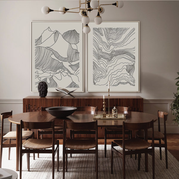 Wall art - Line Art Mountain 2 sets - Canvas Prints- Poster Prints