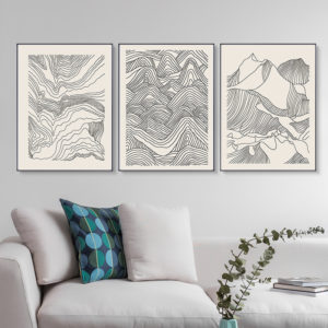 Wall Art  - Line Art Mountain 3 sets - Poster Prints -Canvas Prints