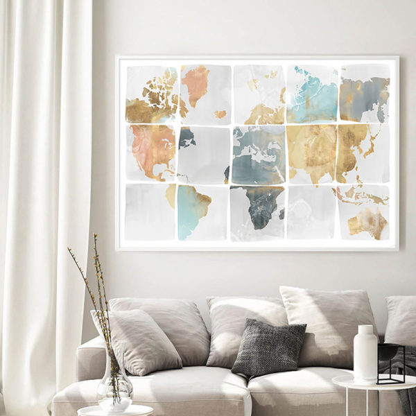 Wall Art - Watercolor World Map - Canvas Prints-Poster Prints