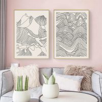 Wall art - Line Art Mountain 2 sets - Canvas Prints- Poster Prints