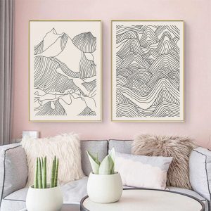Wall art - Line Art Mountain 2 sets - Canvas Prints- Poster Prints