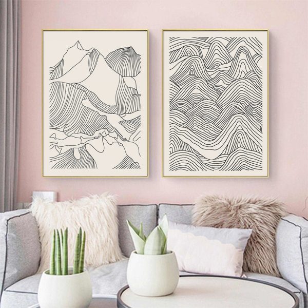 Wall art - Line Art Mountain 2 sets - Canvas Prints- Poster Prints