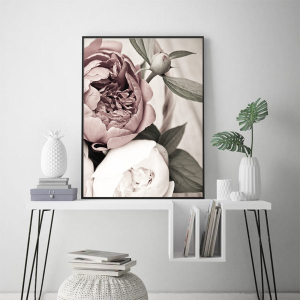 Wall Art - Scandinavian Pink White Flower - Canvas Prints-Poster Prints - Image 2