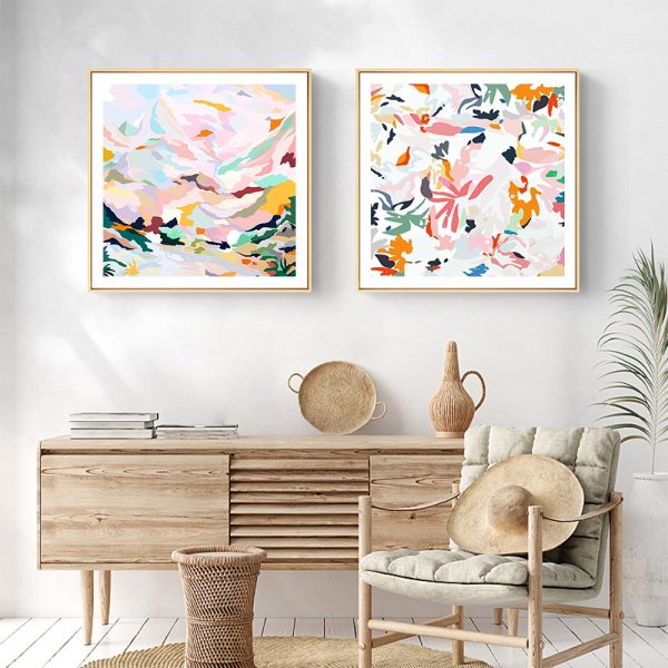 Wall Art - Abstract Mountain And Leaves 2 sets - Canvas Prints-Poster Prints